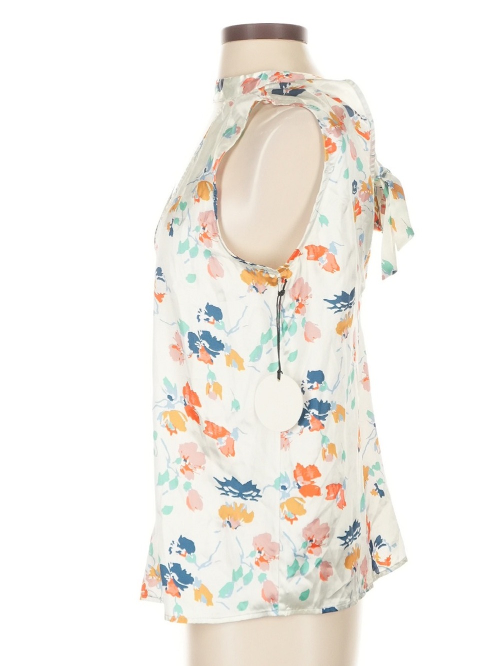 Tularosa Floral Keyhole Tie Neck Sleeveless Blouse Top Ivory XS NWT - Picture 5 of 7